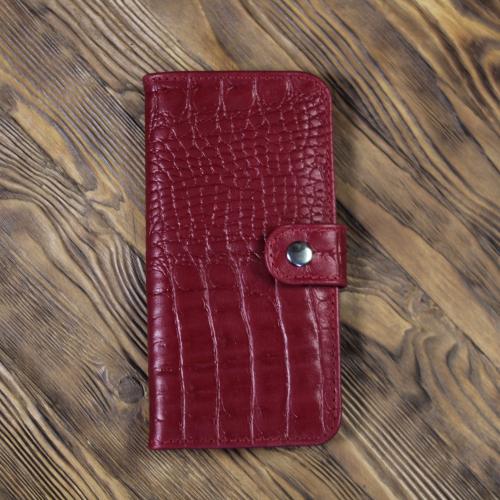 Портмоне женское на кнопке крокодил красный Russian Handmade, фото 1