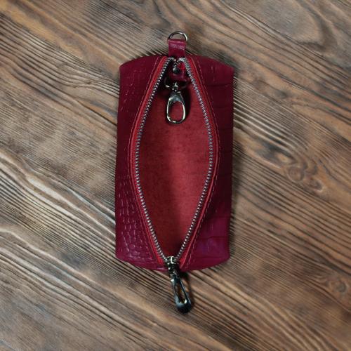 Ключница на молнии крокодил красная Russian Handmade, фото 1