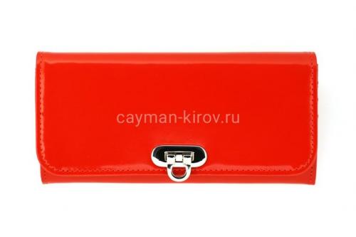 Кожаное портмоне красное женское Cayman, фото 1